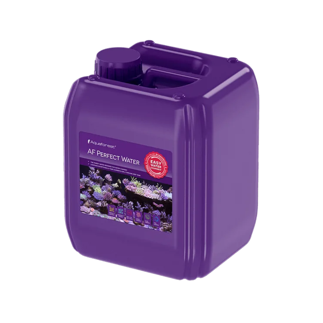 Purple container labeled 'AF Perfect Water' on a white background