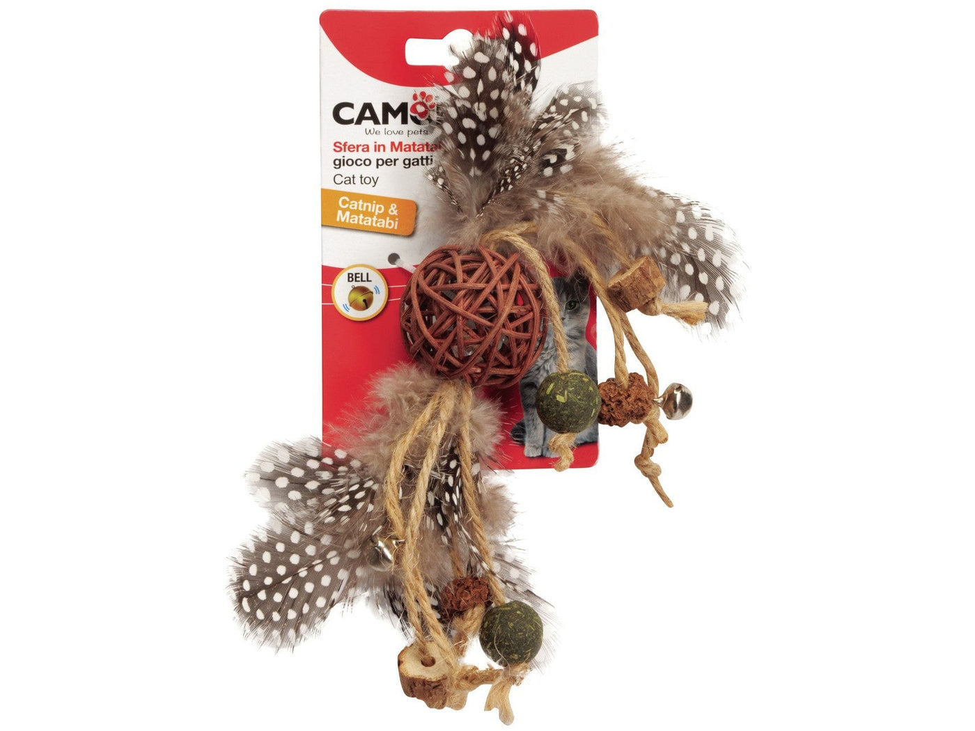 Cat Toy - Matatabi, Ball With Jute Rope, Catnip & Bell, Approx.24Cm