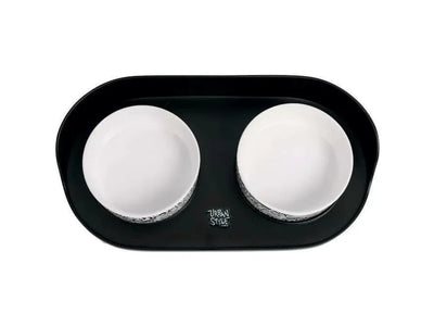 Altitude Urban Style Double Raised Pet Bowl Black&White