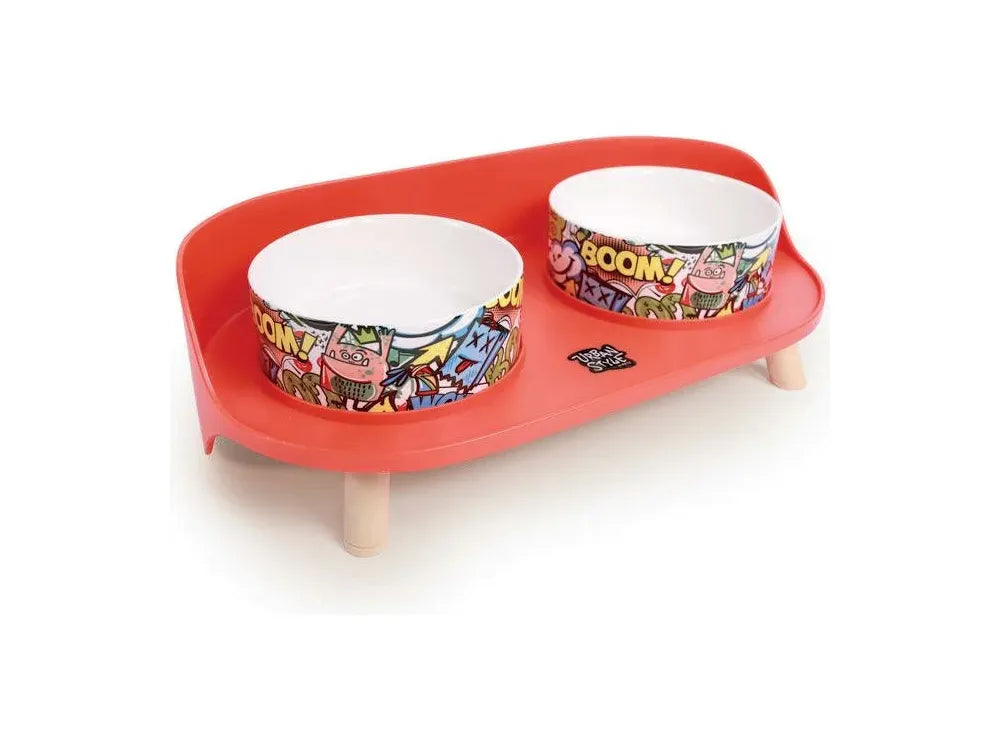 Altitude Urban Style Double Raised Pet Bowl Multicolour