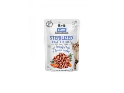 Brit Care Cat Sterilized. Fillets in Jelly with Hearty Duck & Turkey 24X85 g
