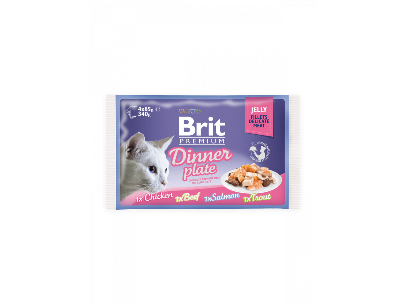 Brit Premium Cat Delicate Fillets in Jelly Dinner Plate 340 g (4x85 g)