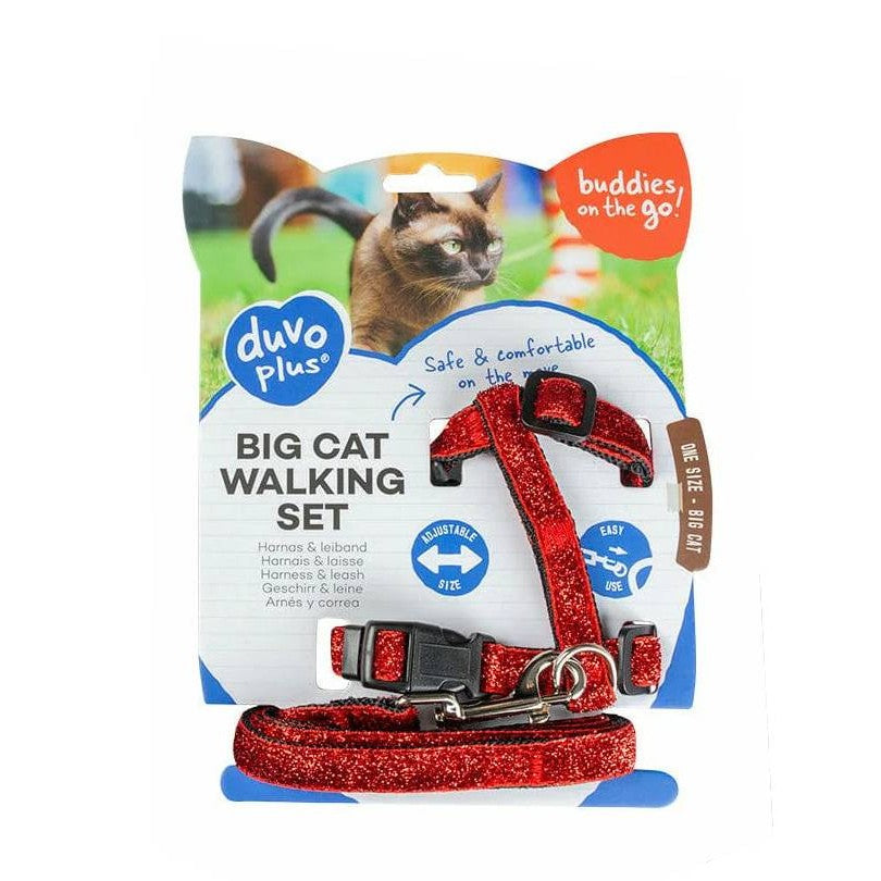 Big Cat Walking Set Glitter Black/Red 30-50cm / 12mm - 125cm
