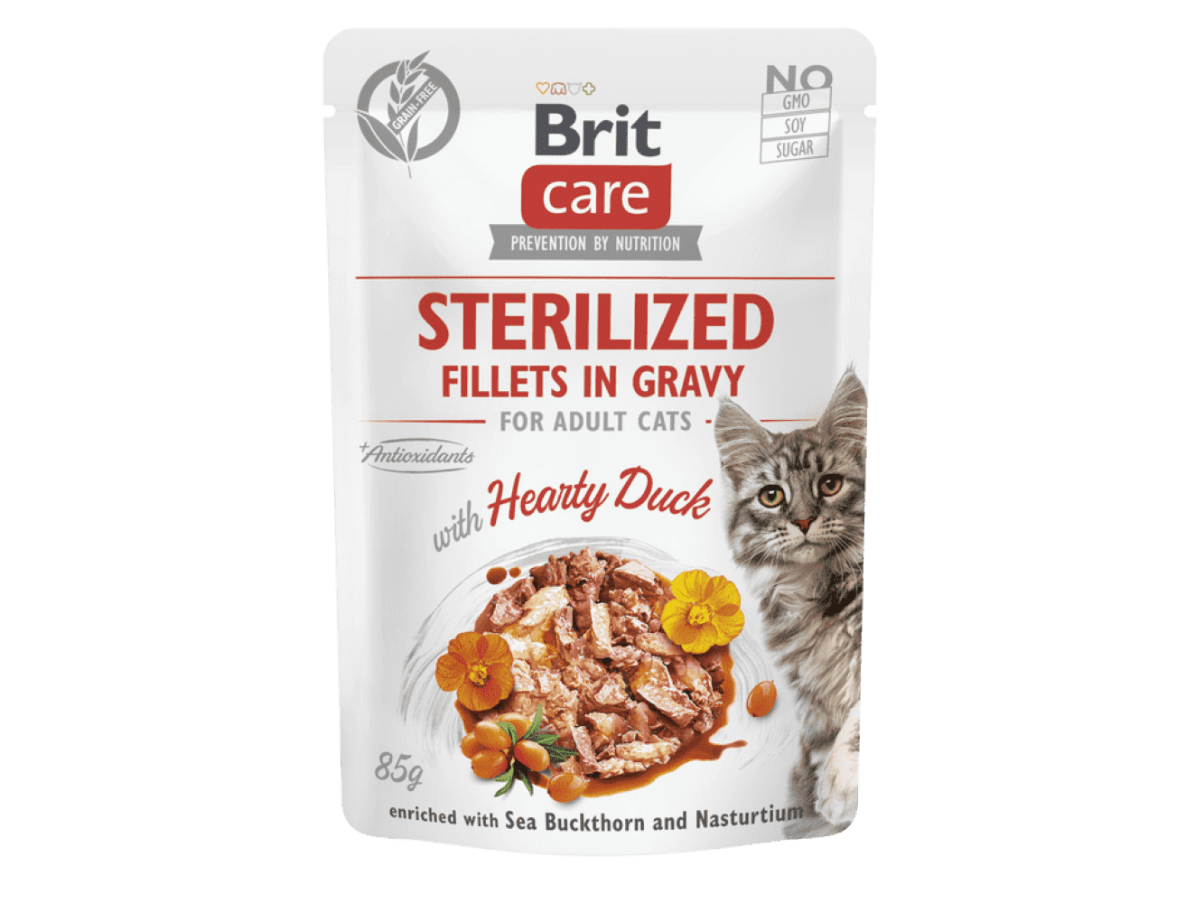Brit Care Cat Sterilized. Fillets in Gravy with Hearty Duck 