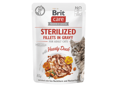 Brit Care Cat Sterilized. Fillets in Gravy with Hearty Duck 