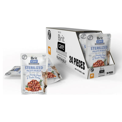 Brit Care Cat Sterilized Fillets in Jelly with Hearty Duck & Turkey