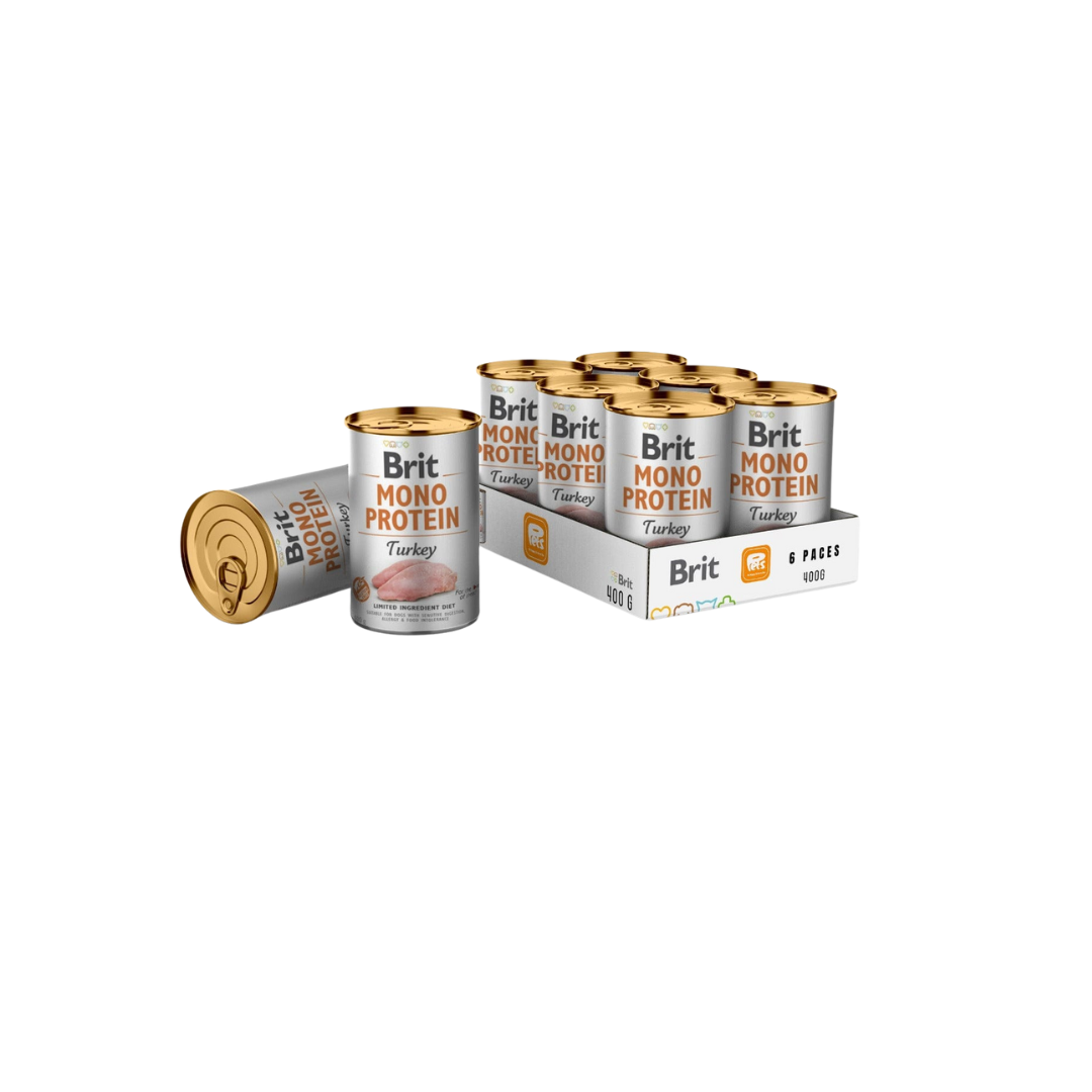 Brit Mono Protein Turkey 6x400g – Complete Wet Dog Food