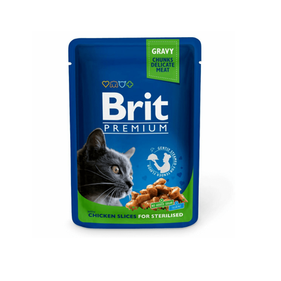 Brit Premium Cat Pouches Chicken Slices for Sterilised 100 g