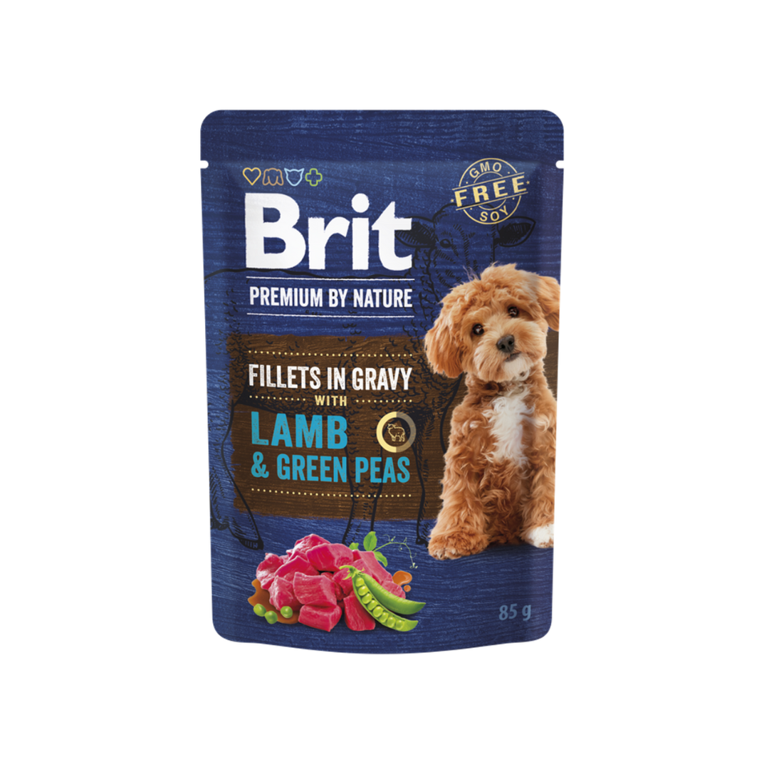 Brit Premium by Nature Dog, Fillets in Gravy with Lamb & Green Peas 85 g