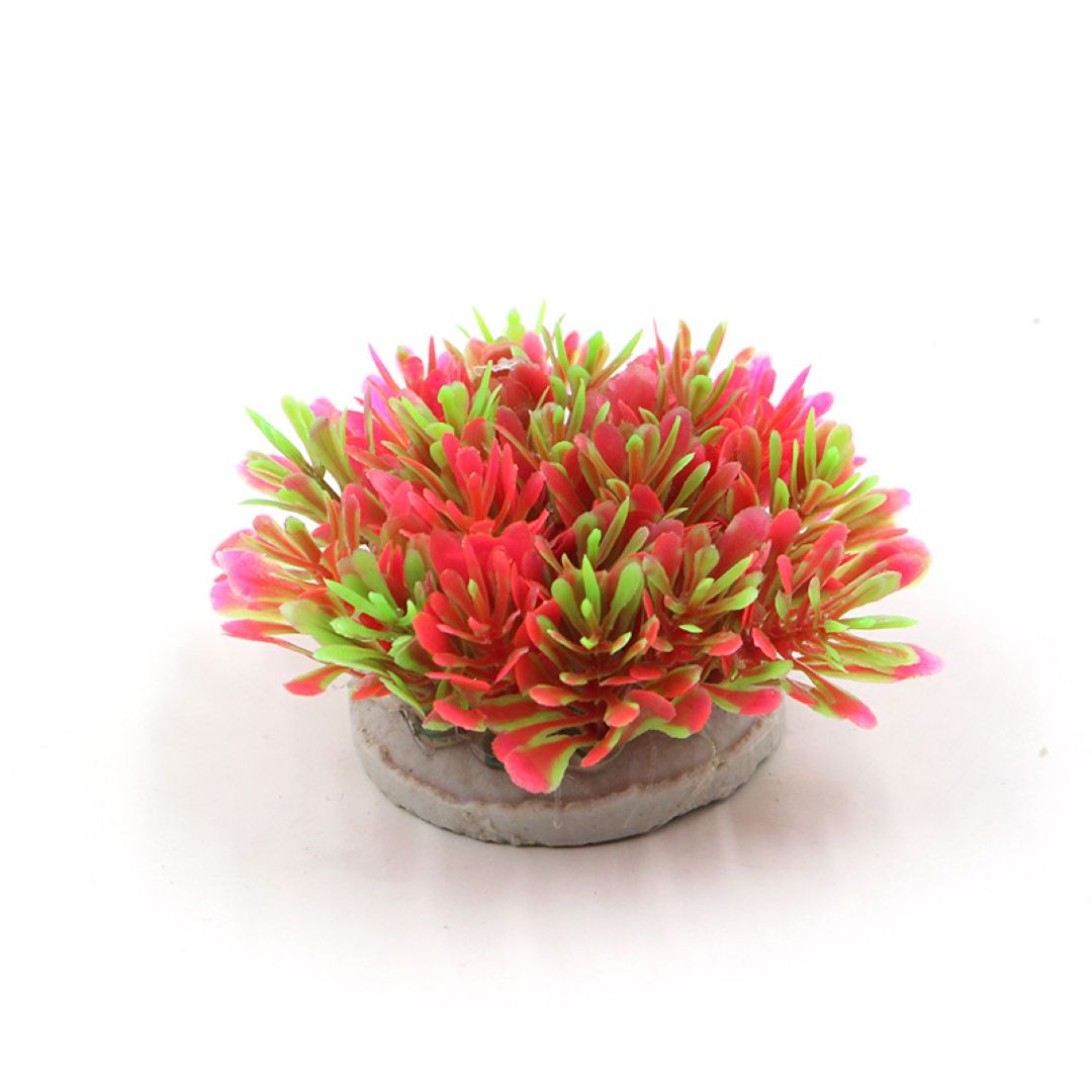 Red & Green Bushy Artificial Aquarium Plant