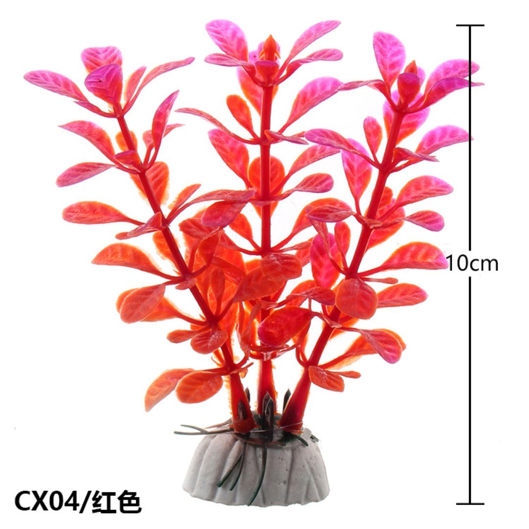 Red Artificial Aquarium Plant With Broad Leaves