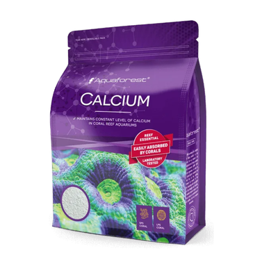 Purple package of Aquaforest Calcium supplement for aquariums on a white background