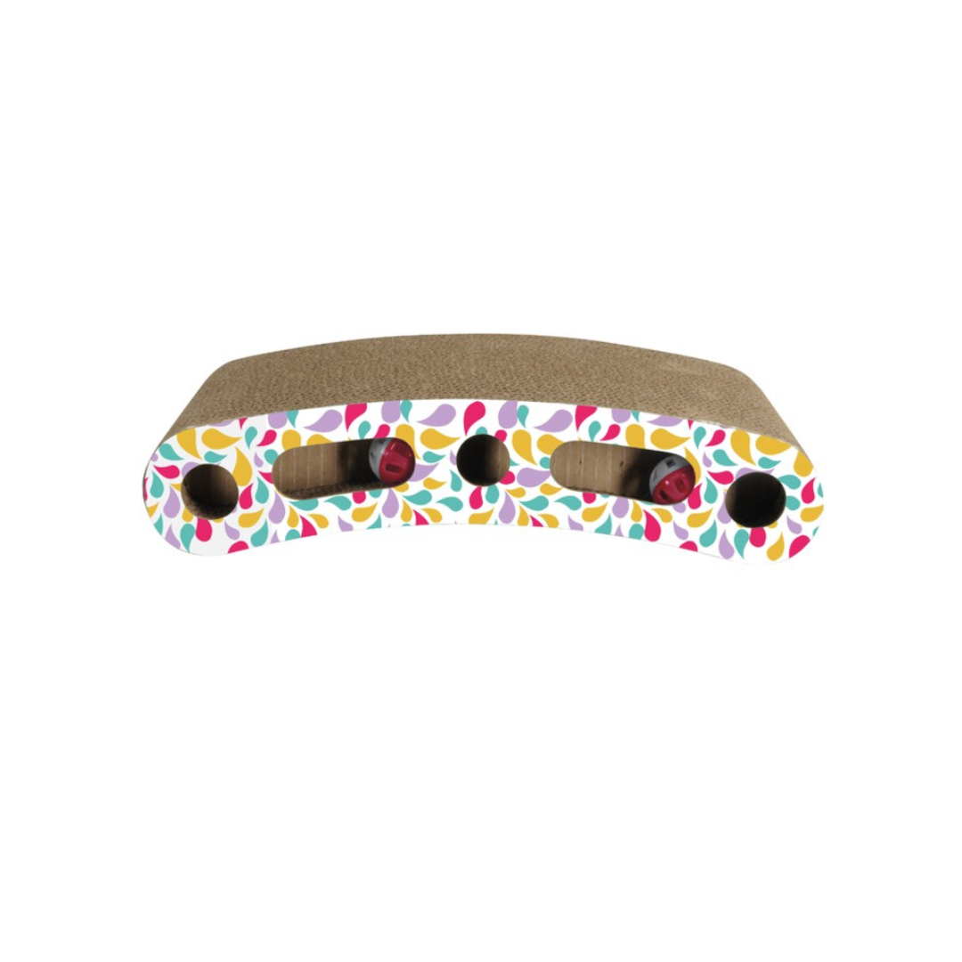 Cardboard scratching post, side toy with two balls