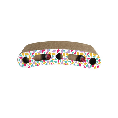 Cardboard scratching post, side toy with two balls