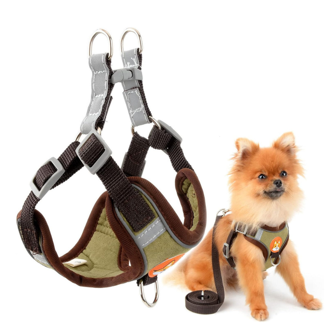 Harness Suede Reflective Chest Brown Xl