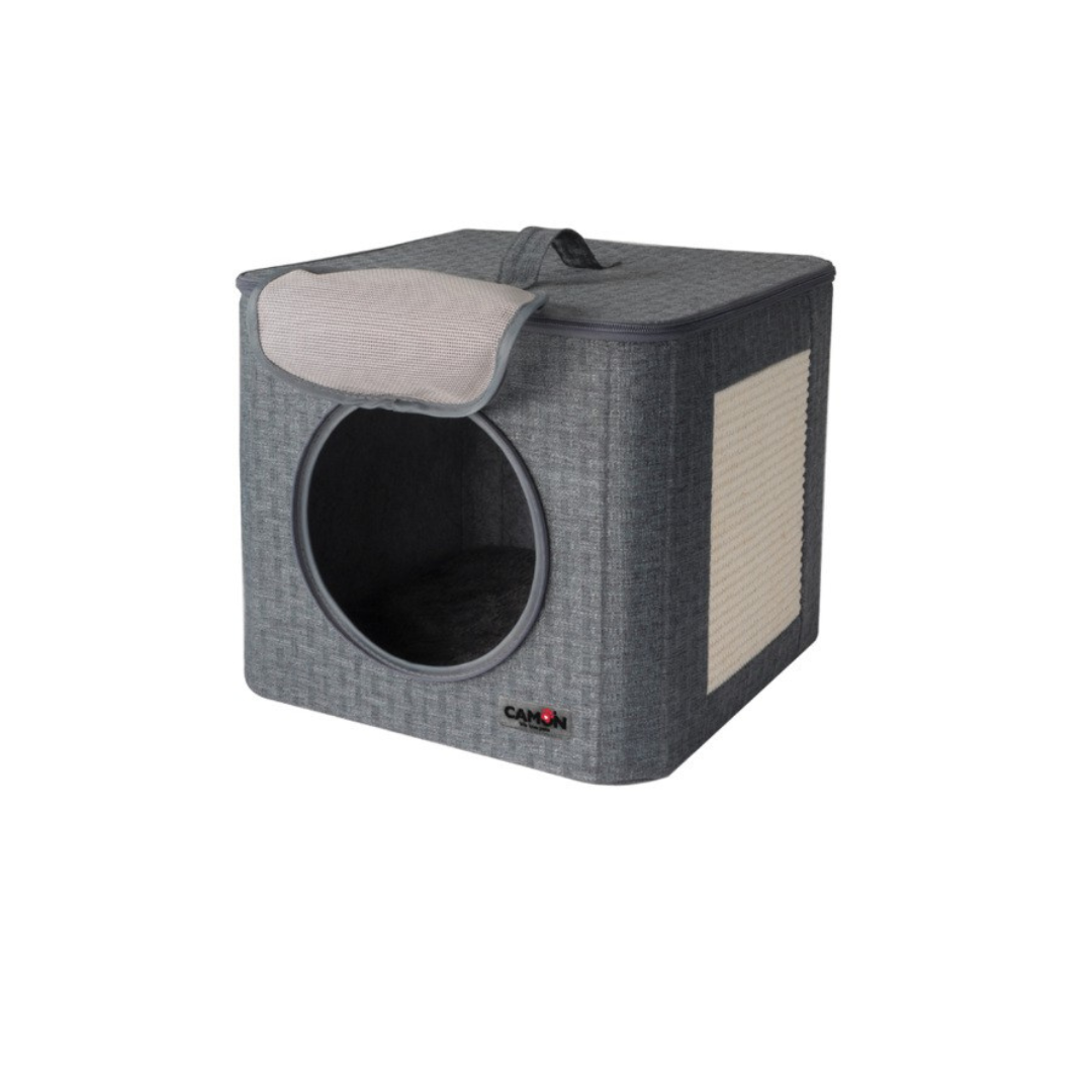 Cat carrier, cube with scratching post and sisal,