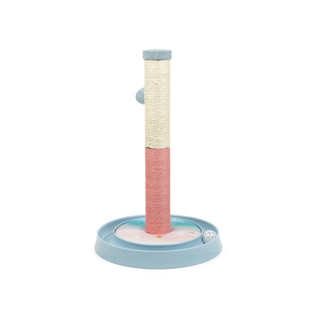 Scratching post, jute rope, round base, with 2 toy