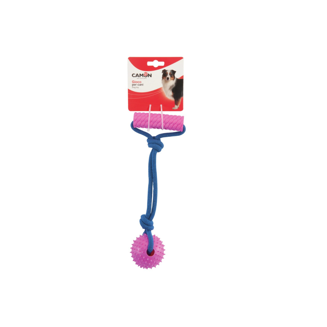 Dog toy, TPR and polyester with rope, ball with Dumbbell