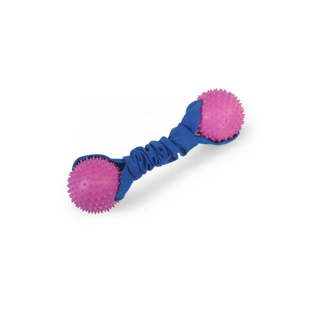 Dog toy, TPR and polyester dumbbell with two point