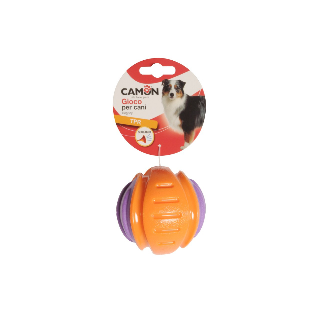 Camon Pallina in TPR Bicolor con Squeaker - Varie misure 7.6 cm
