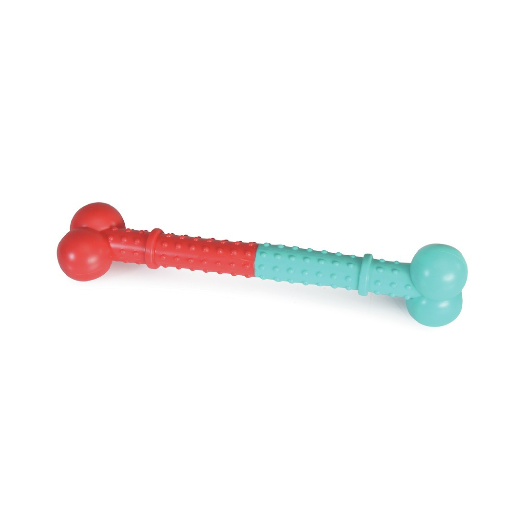 Dog toy in TPR with squeaker, long bone, 24cm