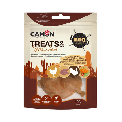 Camon treats & snacks packaging for adult dogs on a white background