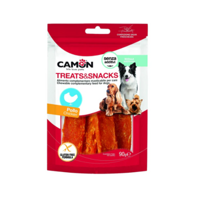Package of Camon dog treats and snacks with images of dogs on a white background