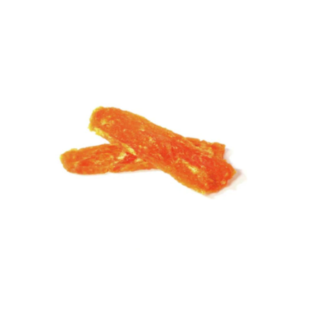 Orange gummy candy on a white background