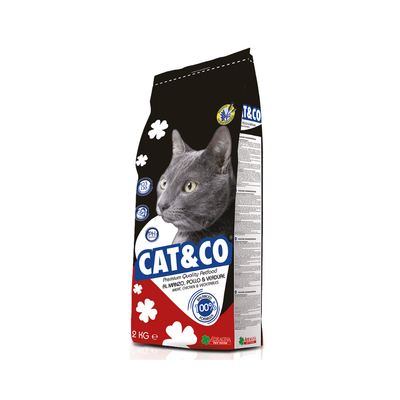 Cat & Co pet food bag with a cat illustration on a white background
