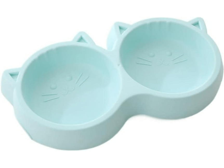 Cat Face Shape Pet Double Bowl