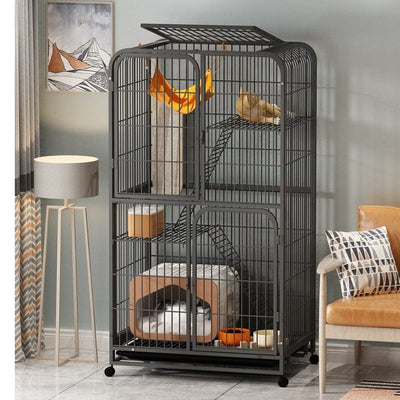 Cat Home Black Cage - Spacious and Comfortable Cat Living Space
