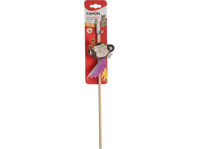 Cat toy in polyester and wood with catnip and bell, rod with Indian subjects 
