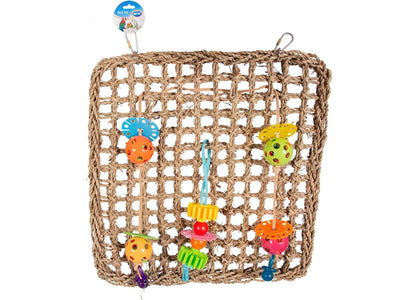 Climbing Net with Colourful Toys for Birds 41x37cm