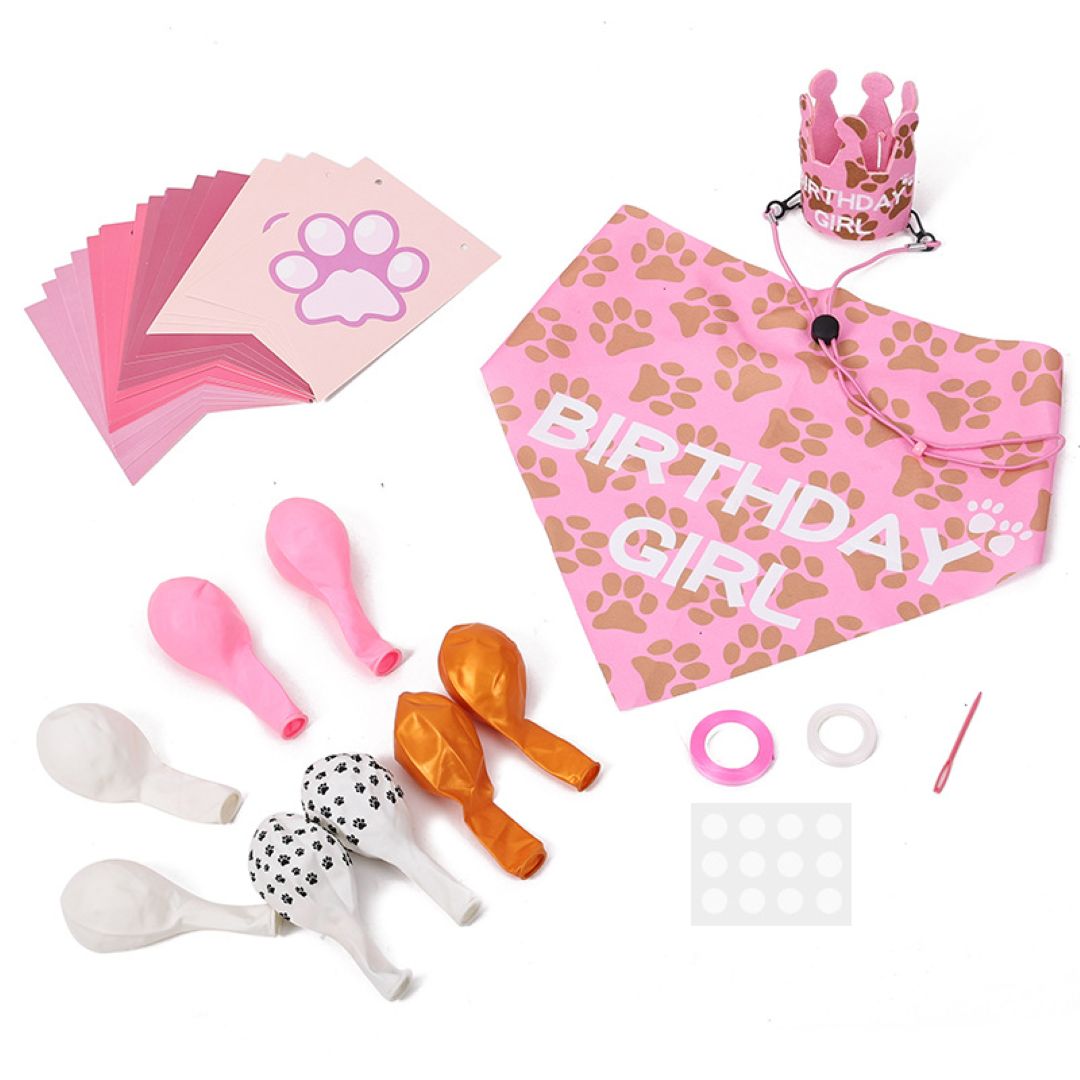 Pet Birthday Dress Up Set Pink