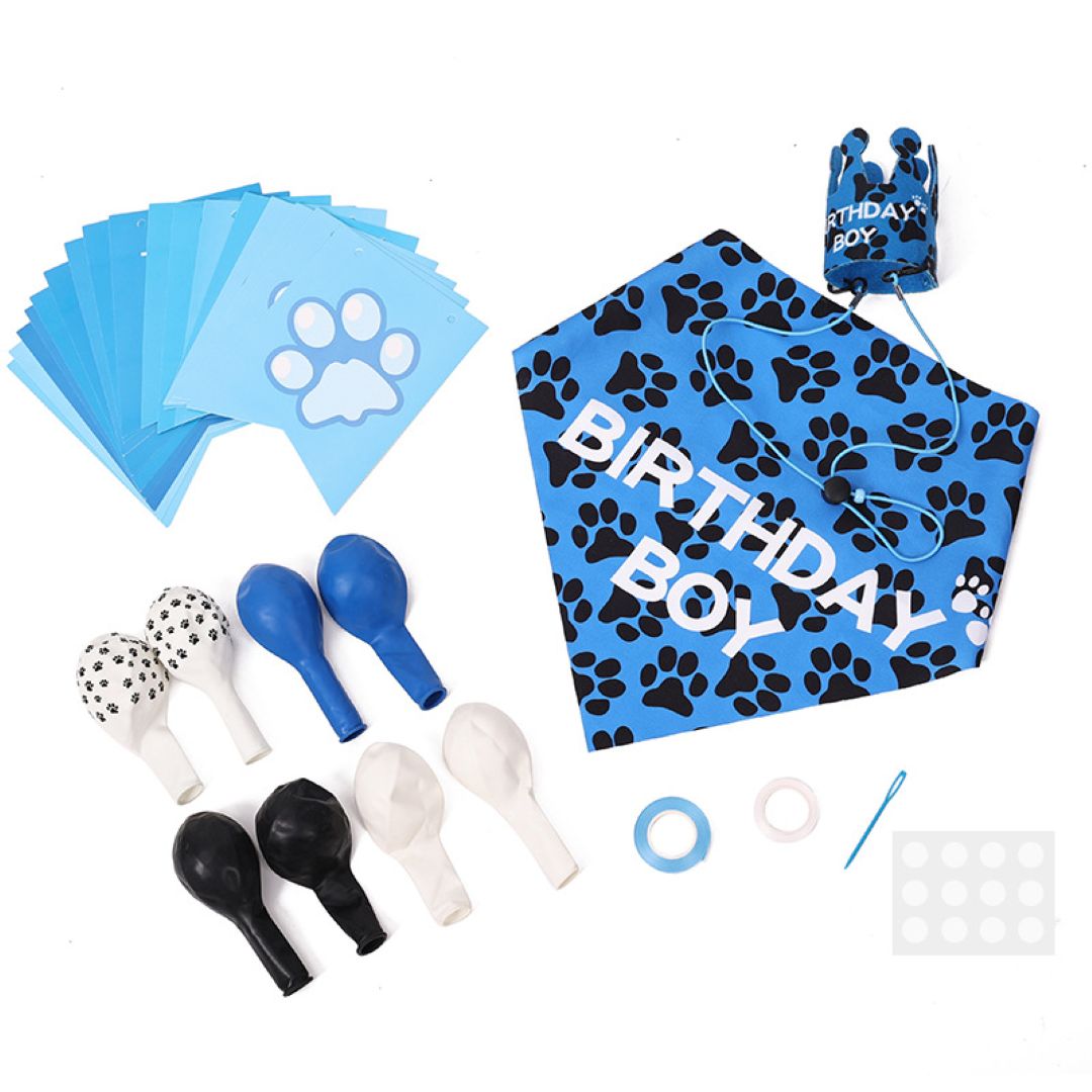 Pet Birthday Dress Up Set Blue