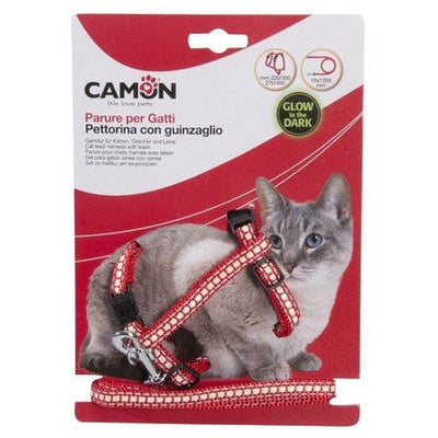 Cat Harness and Leash - Glow in the Dark Red