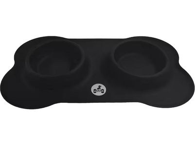DUET Stainless Steel Bowls with Silicone Mat 400ml x 2 - Black