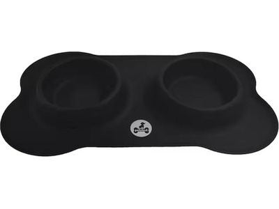 DUET Stainless Steel Bowls with Silicone Mat 400ml x 2 - Black