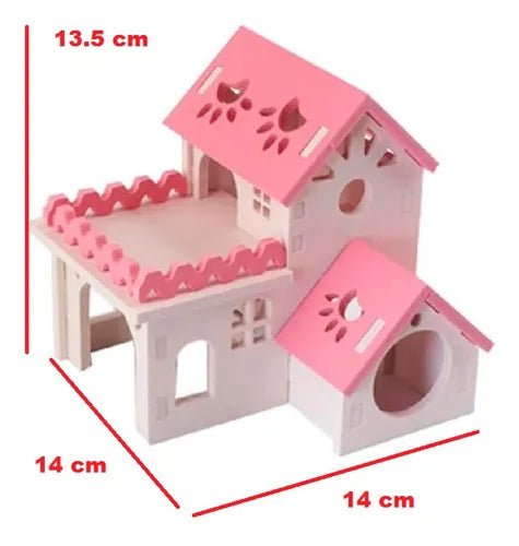 Two-Story Swiss Villa Pet House for Hamsters, Gerbils &amp; Small Rodents