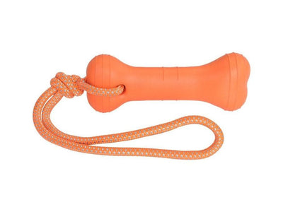 Dog Toy - EVA Bone with Rope - Orange - 200mm
