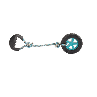 Dog toy - TPR wheel w/rope and handle, approx. 44c