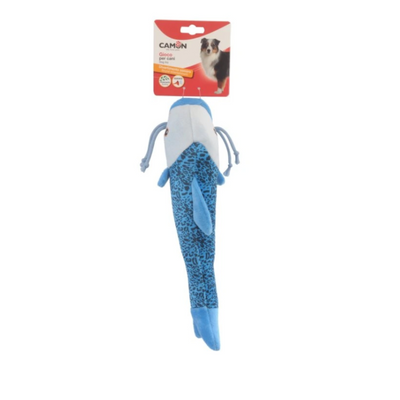 Dog toy - polyester fish with squeaker and rustle,
