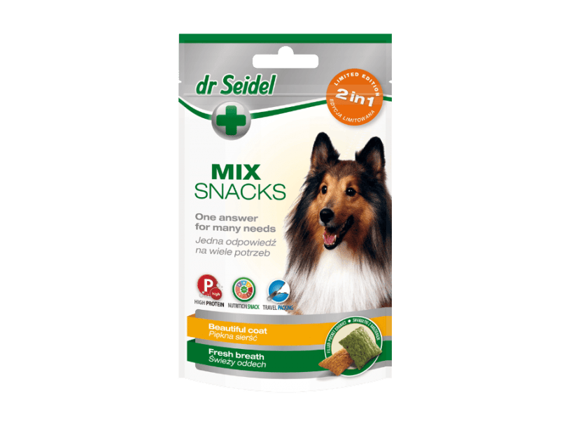 Dr Seidel Snacks For Dogs - Mix 2 In 1 For Beautiful Coat & Fresh Breath 90 G