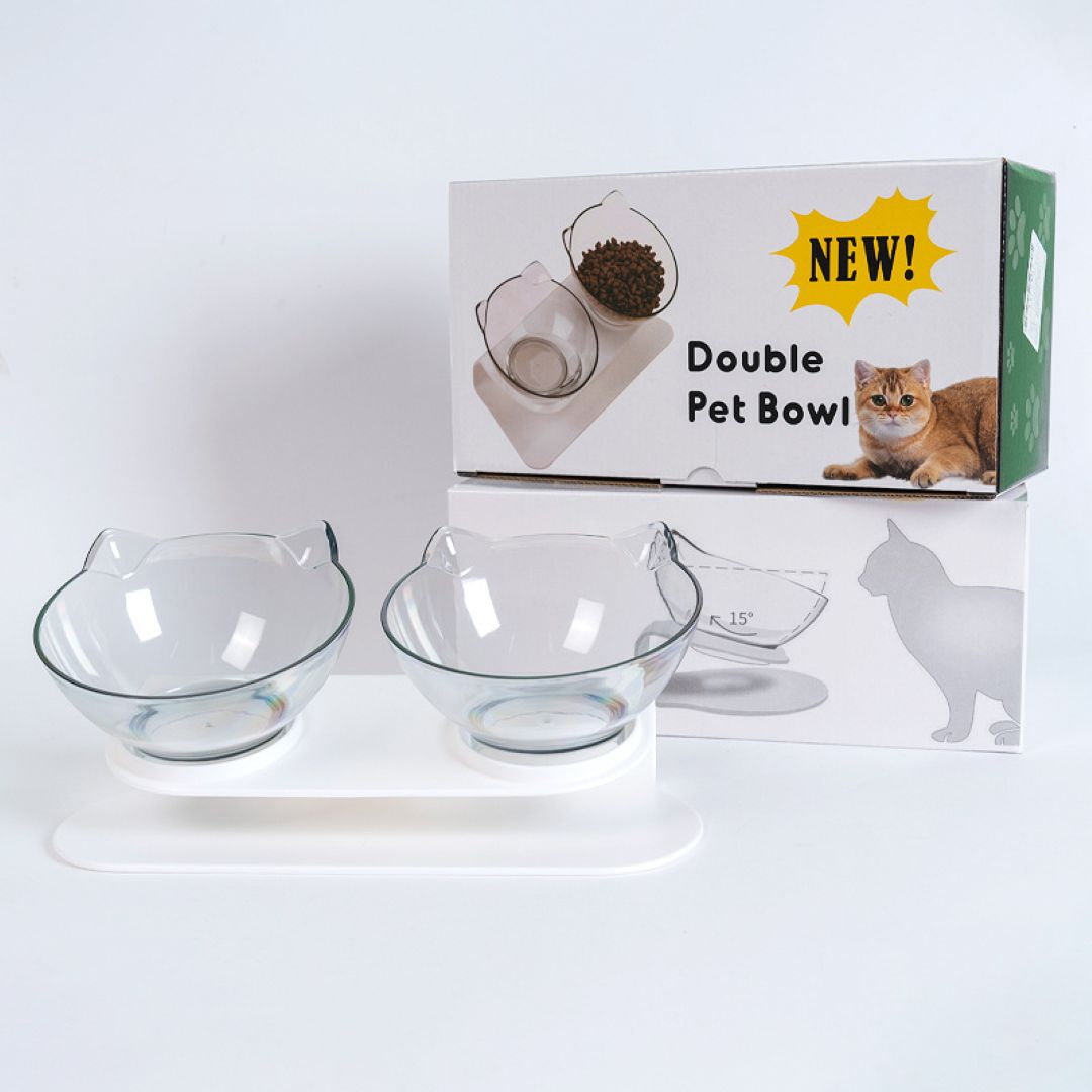 Elevated Clear Dual Pet Bowls