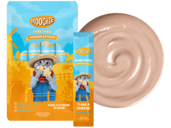 Fairy Puree Tuna & Cheese: A nutritious cat meal with salmon oil, tuna, and taurine for immune support and a shiny coat