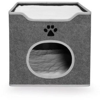 Felt Cat Bed - Cube with Removable Cushions (40x40x36 cm)