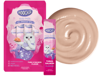 Flavorful wet food made from tuna and salmon, rich in omega-3s for immune support and a shiny coat, available in convenient pouches