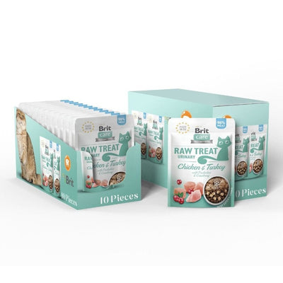Freeze-dried raw treats for cats made with 70% chicken and 26% turkey. High in protein (42%) and healthy fats (35%), these tasty treats support your cat's health. Ideal for training or as a snack—just crumble over food
