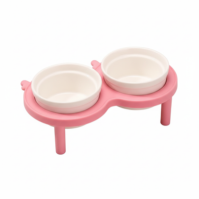 Stainless Steel Antler Double Bowl Yellow