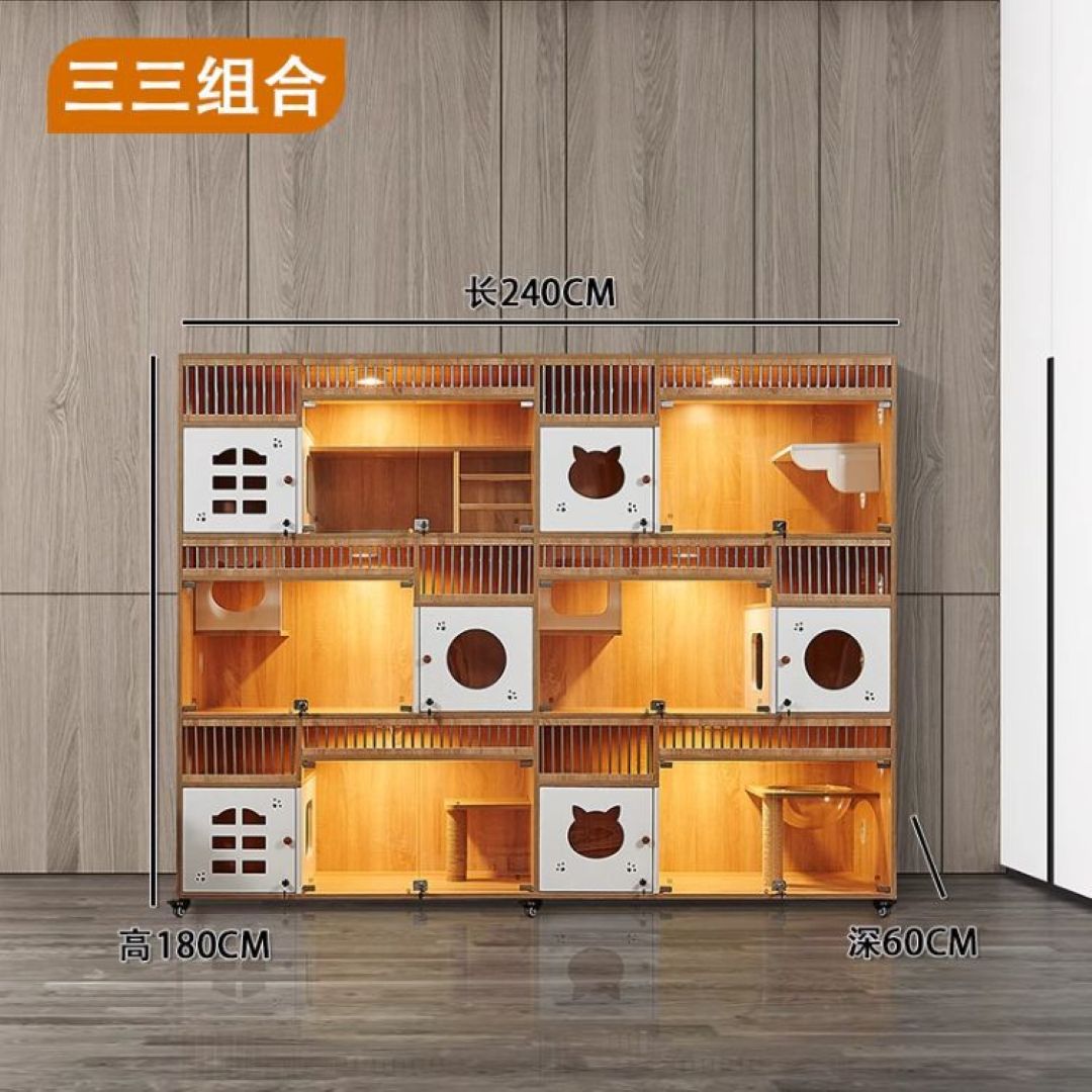 Pets Solid Wood Cat Villa Solid Wood Cat Nest Display Cabinet 240×180×60cm